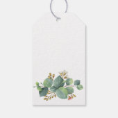 Bloeiende eucalyptus bruiloft welkomstzak cadeaulabel (Achterkant)