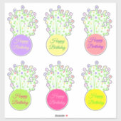 Bloeiende Floral Verjaardagswensen Sticker (Vel)