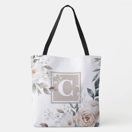 Bloeiende Franse Bloemen Rozen Monogram Canvas tas (Achterkant)