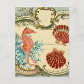 Bloeiende Franse moderne  zeeschelp zeepaardje Briefkaart (Voorkant)