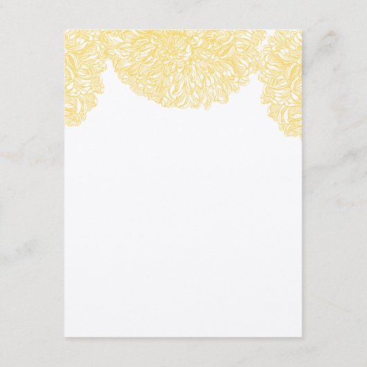 Bloeiende Geel Chrysanthemum Bruiloft Informatiekaartje (Achterkant)