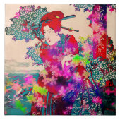 Bloeiende geisha Keramische Tegel Tegeltje (Voorkant)