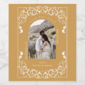  bloeiende gele foto bewaar de datum wijn etiket (Enkel label)