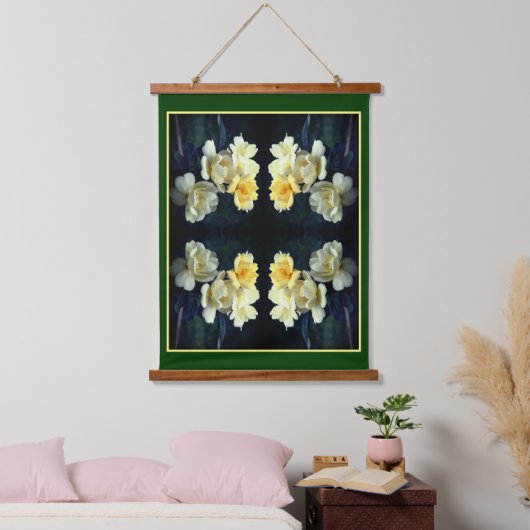 Bloeiende gele rozen Abstract Hangend Wandkleed (Slaapkamer)