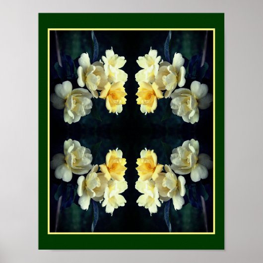 Bloeiende gele rozen Abstract Poster (Voorkant)