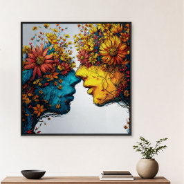 Bloeiende Geliefden Bloemengezichten Kunst Perfect Poster