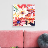 Bloeiende gelukzaligheid Bloemen Canvas Kunst (Insitu (Woonkamer))