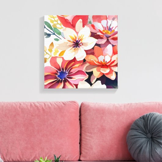 Bloeiende gelukzaligheid Bloemen Canvas Kunst (Insitu (Woonkamer))