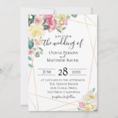 Bloeiende geometrische bruiloft uitnodiging (Voorkant)