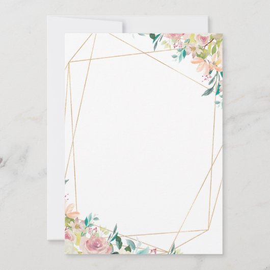 Bloeiende geometrische bruiloft uitnodiging (Achterkant)