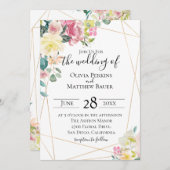 Bloeiende geometrische bruiloft uitnodiging (Voorkant / Achterkant)