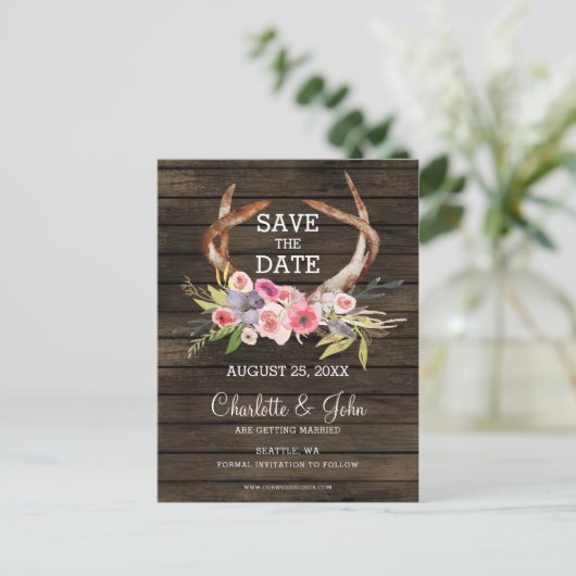 Bloeiende gewei land chique bruiloft aankondigingskaart (Staand voorkant)