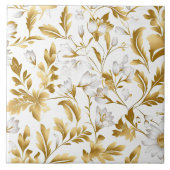 Bloeiende gouden bloemtak op witte achtergrond tegeltje (Voorkant)