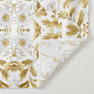 Bloeiende gouden bloemtak op witte achtergrond wandkleed