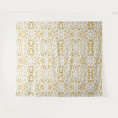 Bloeiende gouden bloemtak op witte achtergrond wandkleed (Voorkant (horizontaal))