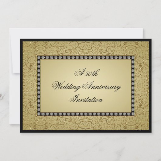 Bloeiende Gouden Bruiloft Uitnodiging (Voorkant)