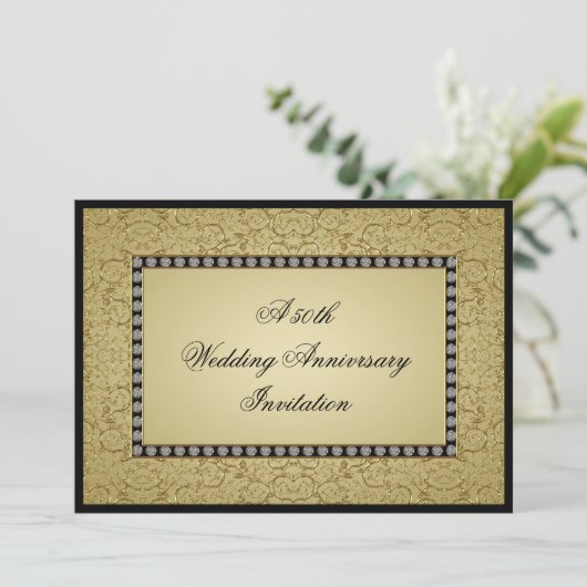 Bloeiende Gouden Bruiloft Uitnodiging (Staand voorkant)