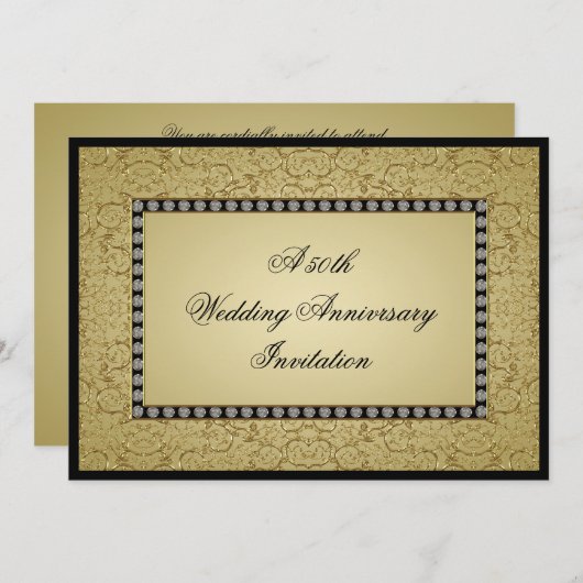 Bloeiende Gouden Bruiloft Uitnodiging (Voorkant / Achterkant)