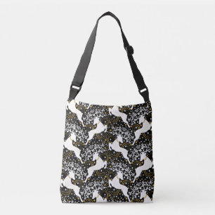 Bloeiende gouden kerst bloemenhert crossbody tas