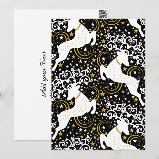 Bloeiende gouden kerst bloemenhert feestdagenkaart (Voorkant / Achterkant)