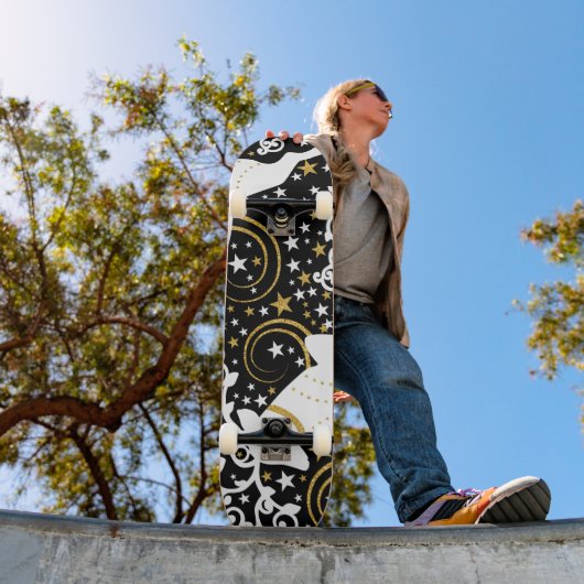 Bloeiende gouden kerst bloemenhert persoonlijk skateboard (Buiten 1)