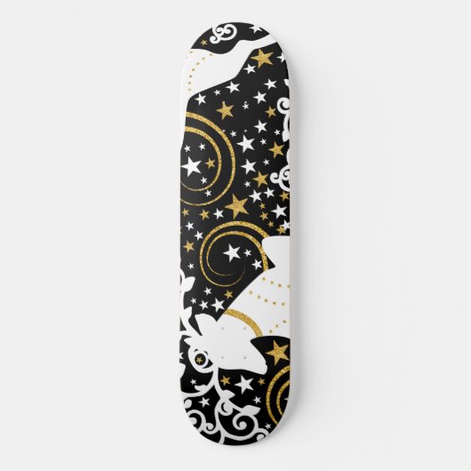 Bloeiende gouden kerst bloemenhert persoonlijk skateboard (Voorkant)