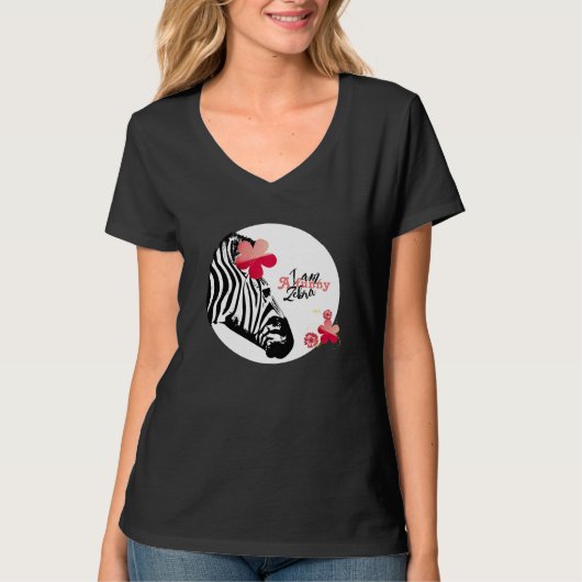 Bloeiende Grappige Zebra T-Shirt (Voorkant)