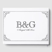 bloeiende grens gepersonaliseerde retro bruiloft gastenboek (Achterkant)