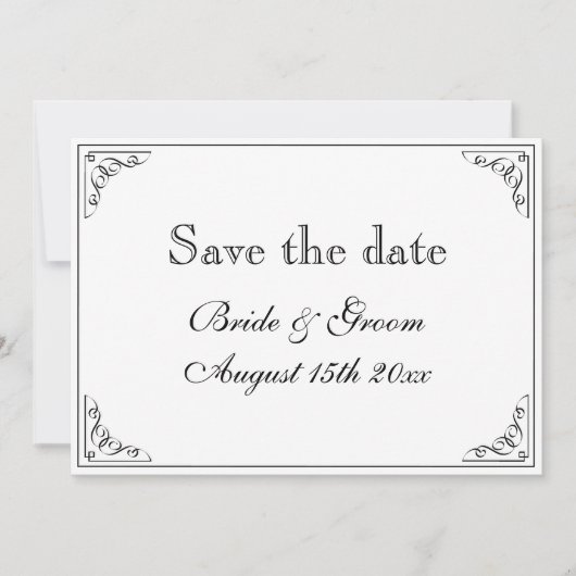 Bloeiende grens retro bruiloft bewaar de datumkaar save the date (Voorkant)