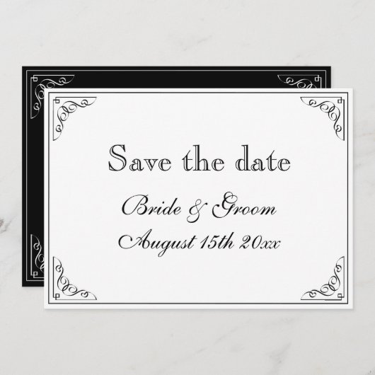 Bloeiende grens retro bruiloft bewaar de datumkaar save the date (Voorkant / Achterkant)