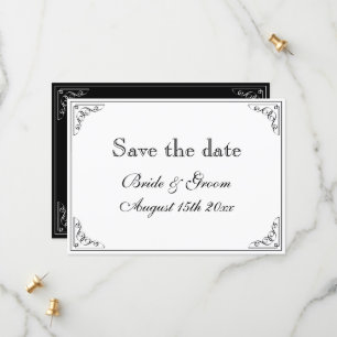 Bloeiende grens retro bruiloft bewaar de datumkaar save the date