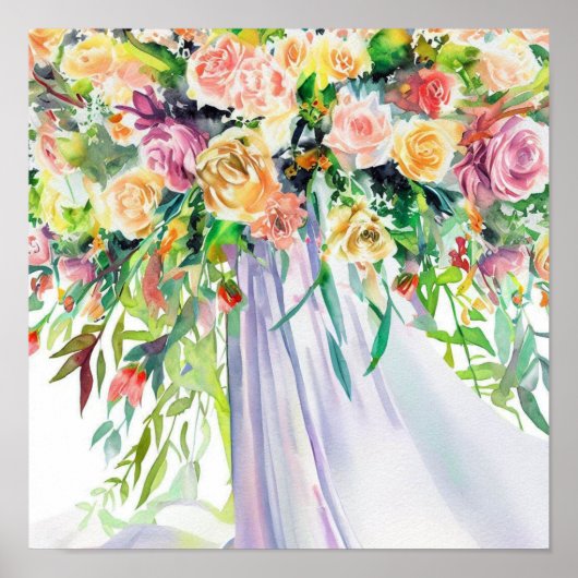 Bloeiende Harmonie, Bruidsboeket met Cascad effect Poster (Voorkant)