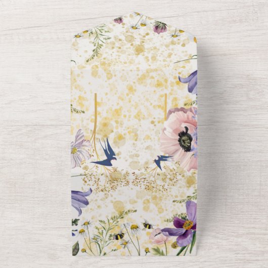 Bloeiende harmonie: lente serenade bruiloft all in one uitnodiging (Buitenkant)