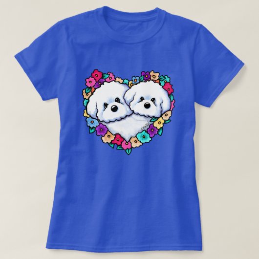 Bloeiende Hart Bichons T-shirt (Design voorkant)