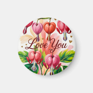Bloeiende Hart Bloem Illustratie met Liefde Jou Magneet