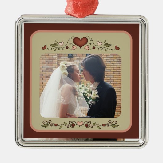 Bloeiende harten Foto Ornament (Voorkant)