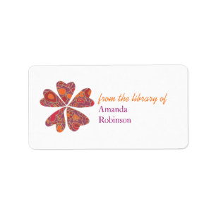 Bloeiende harten gepersonaliseerde boekenplaat - p etiket