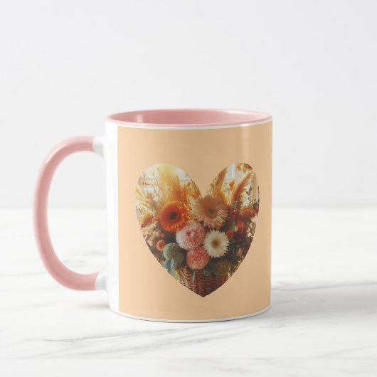 Bloeiende Heart Coffee Mok (zachte bloemen) (Links)