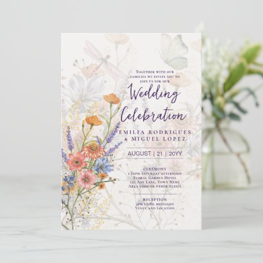 Bloeiende Heerlijk Romantisch Bloemen Bruiloft Kaart (Staand voorkant)