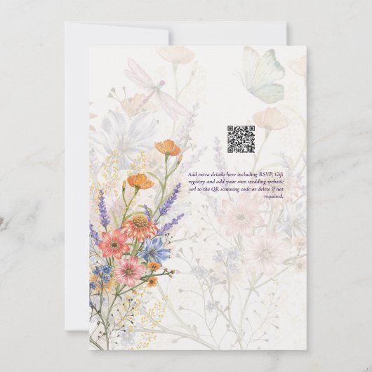 Bloeiende Heerlijk Romantisch Bloemen Bruiloft Kaart (Achterkant)