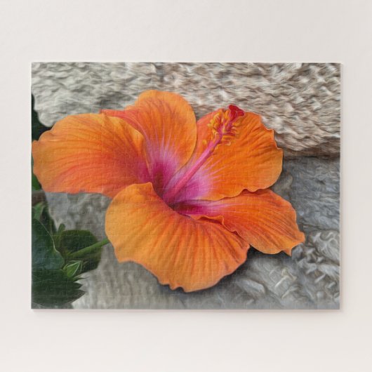 Bloeiende hibiscus legpuzzel (Horizontaal)