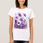 Bloeiende Hibiscus Paarse Bloemen T-shirt (Voorkant)
