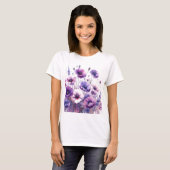 Bloeiende Hibiscus Paarse Bloemen T-shirt (Voorkant volledig)