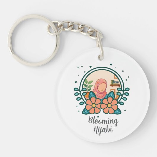 Bloeiende Hijabi-sleutelhanger Sleutelhanger (Voorkant)