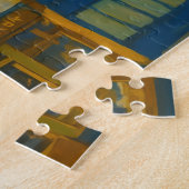 Bloeiende hoek – levendige Europese straat Legpuzzel (Zijkant)