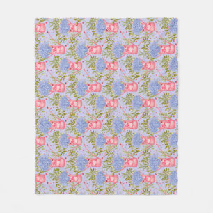 Bloeiende Hortensia Cottagecore Roze Gieters  Fleece Deken