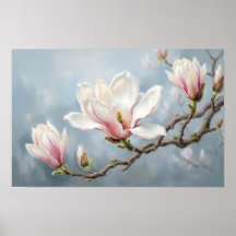 Bloeiende Hortensia Kunstprint Met Dauwdruppels