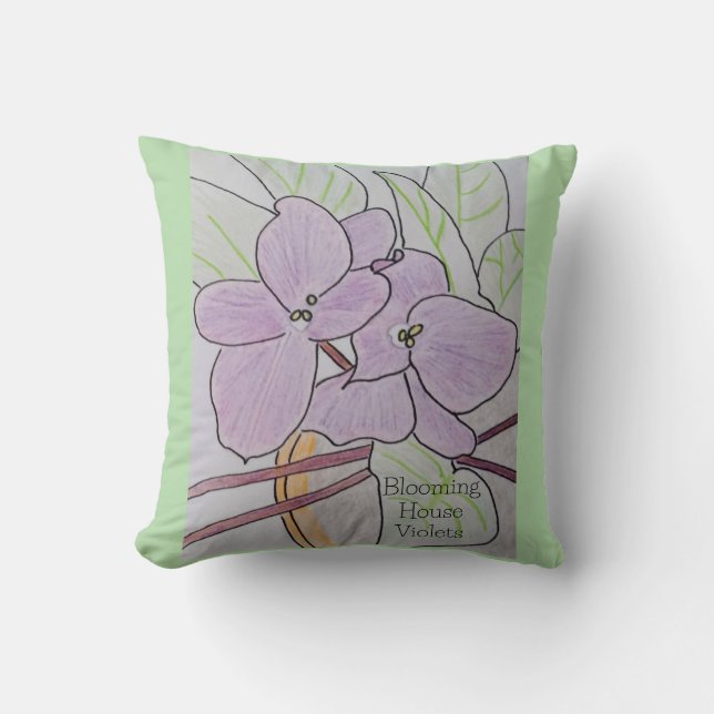 Bloeiende huisviooltjes kussen (Voorkant)