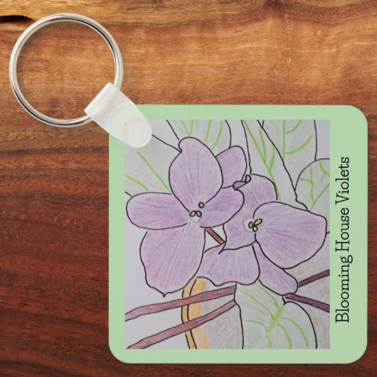 Bloeiende huisviooltjes sleutelhanger (Voorkant)