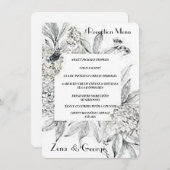 Bloeiende Hydrangeas Flat Wedding Menu Invoegen (Voorkant / Achterkant)